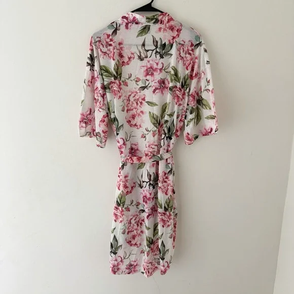 Show Me Your Mumu Belted Robe One Size Pink Floral Casual Wrap Cozy Feminine - Picture 2 of 7